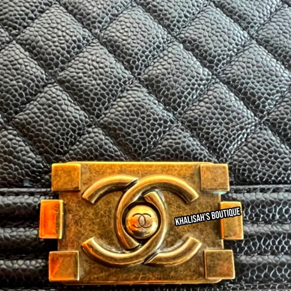 New!! VERY RARE! CHANEL BOY JUMBO Large Flap Messenger Shoulder Bag Black CAVIAR - Picture 10 of 17